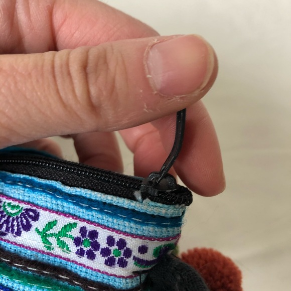 100% Cotton Floral Embroidered Pompom Crossbody - Picture 8 of 8